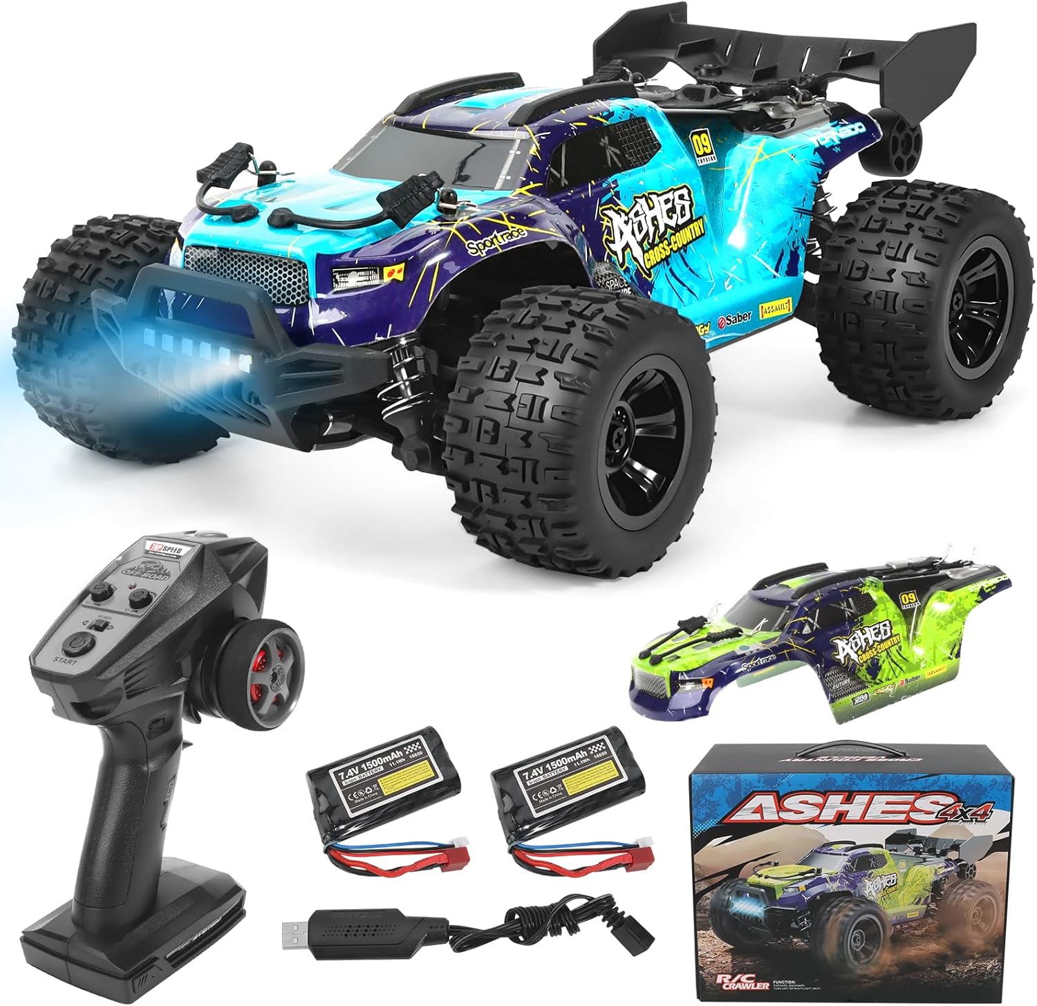 1:18 Scale All-Terrain RC Car for Adults - 40+KM/H High Speed 4WD Off-Road Remote Control Truck with 2 Rechargeable Batteries, 2.4GHz Electric Toy Vehicle Gift for Teens and 14+ (1:18 Scale)